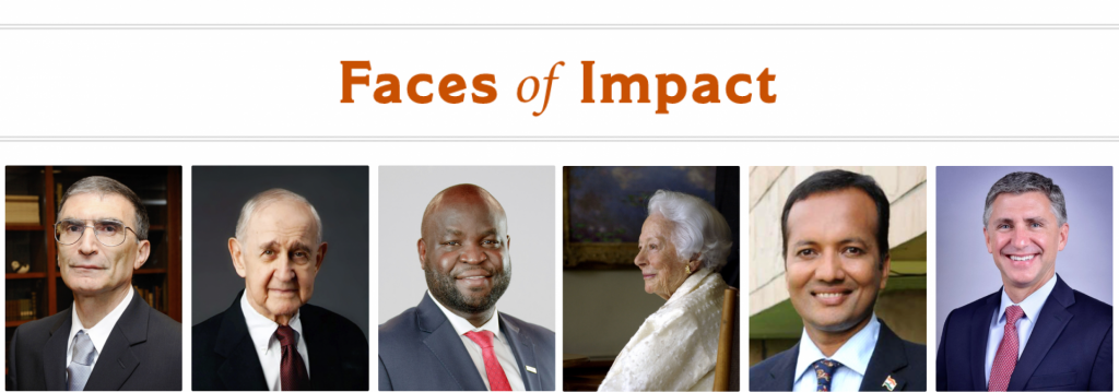 Faces of Impact. A combination of six portrait photos. 