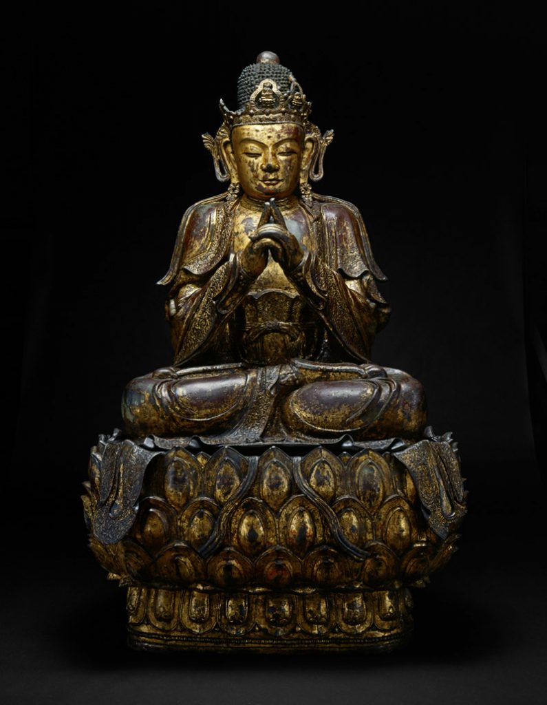 Seated Vairocana Buddha China, Ming dynasty, 15th century Bronze, gilding and pigment