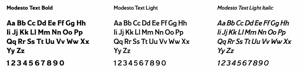 Modesto Text font family samples