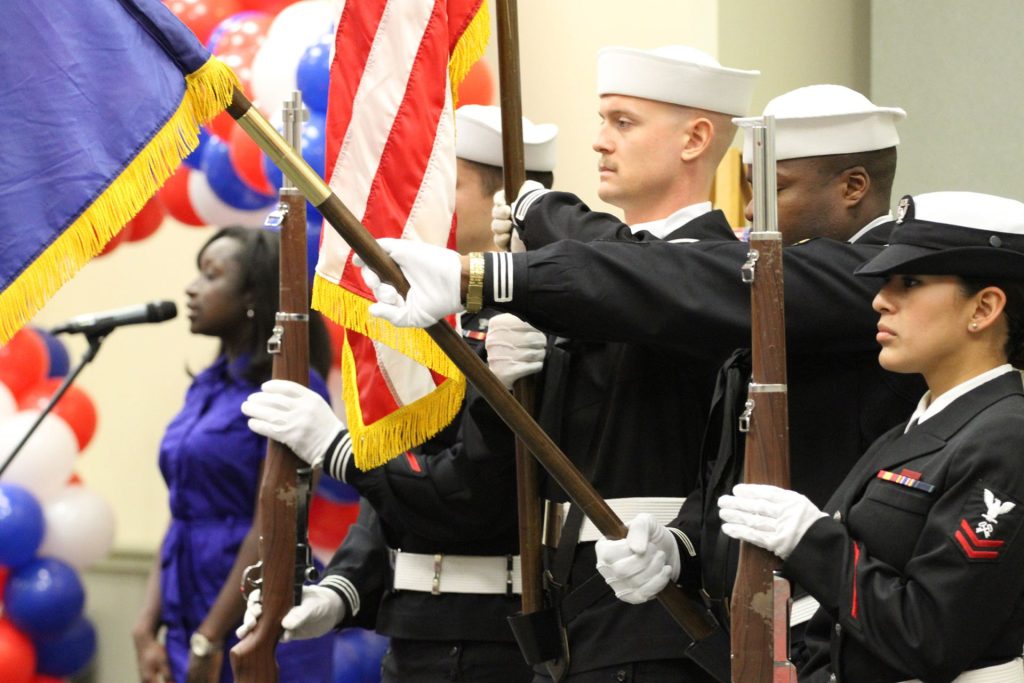 Military students during the Military and Veteran Center opening.