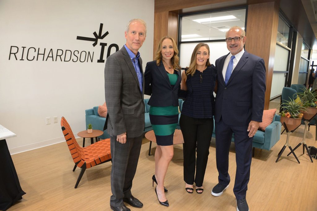 Leadership from UT Dallas and the University’s corporate partners pose for a picture. Pictured left to right: Steve Guengerich, Amy Carenza, Brittany Huber and Joe Urso.