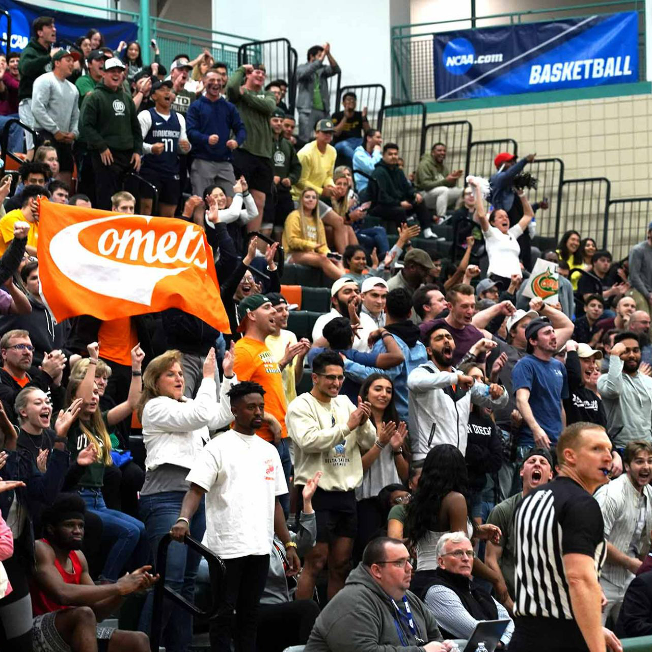 UTD To Begin NCAA Division II Move, Join Lone Star Conference. Group of spectators watching a basketball game.