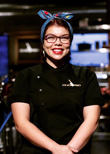 Portrait of Chef Mollie Guerra in the televised cooking competition "Chopped".