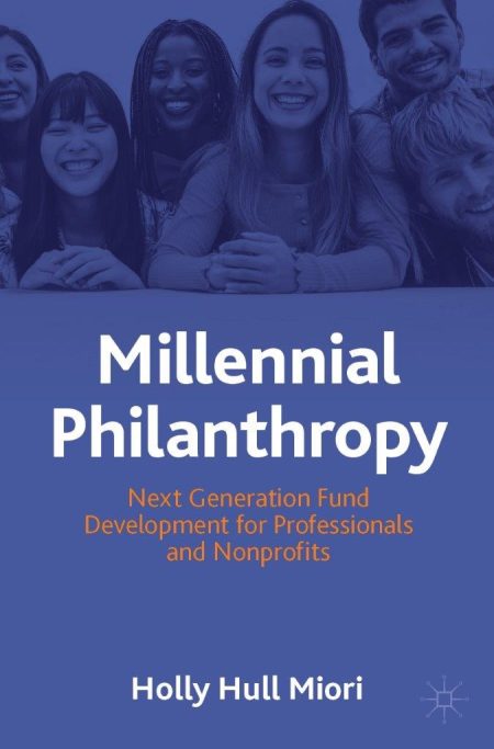 Millennial Philanthropy book cover. Blue overlay with group of smiling people shown at the top.