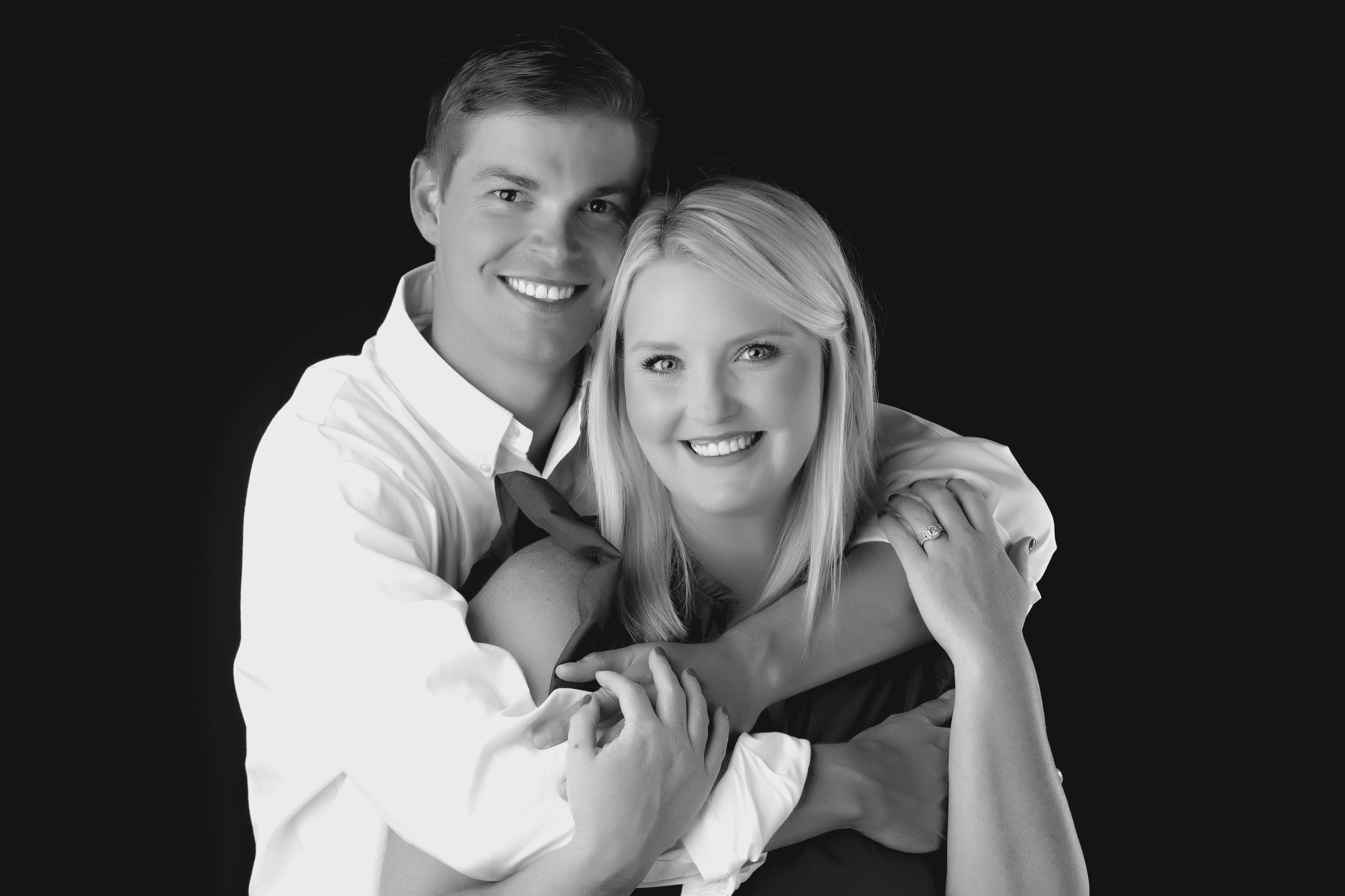 Black and white photo of Chase Brown and Krista Brown.