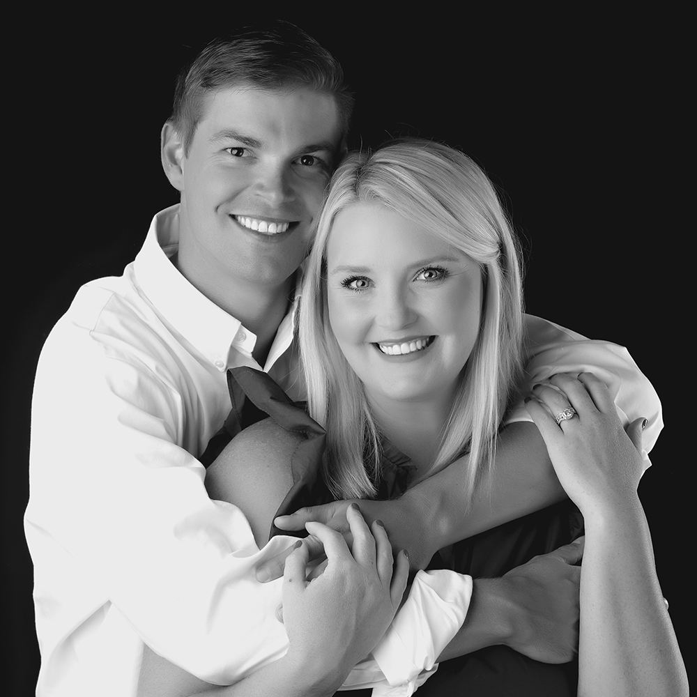 Comet Couple Recalls Campus Beginning. Black and white photo of Chase Brown and Krista Brown.