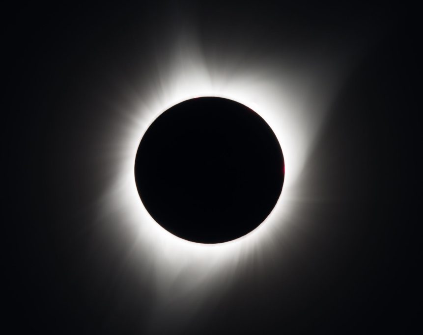 A solar eclipse in totality.